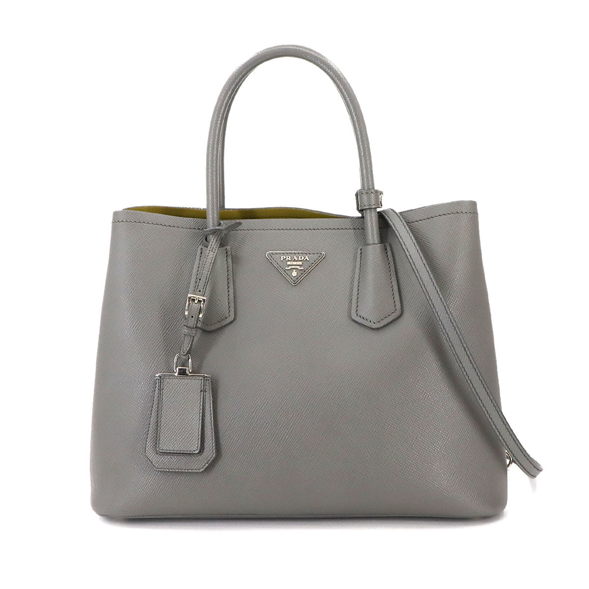 Double Medium Tote Shoulder Bag Saffiano Leather Marmo 1BG775