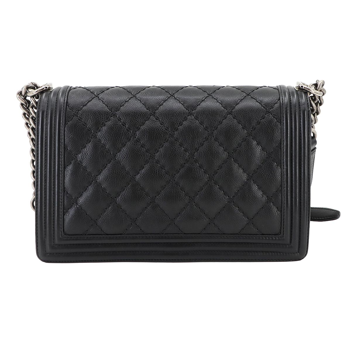 BOY CHANEL Large Chain houlder Bag Leather Black A92193 Purse