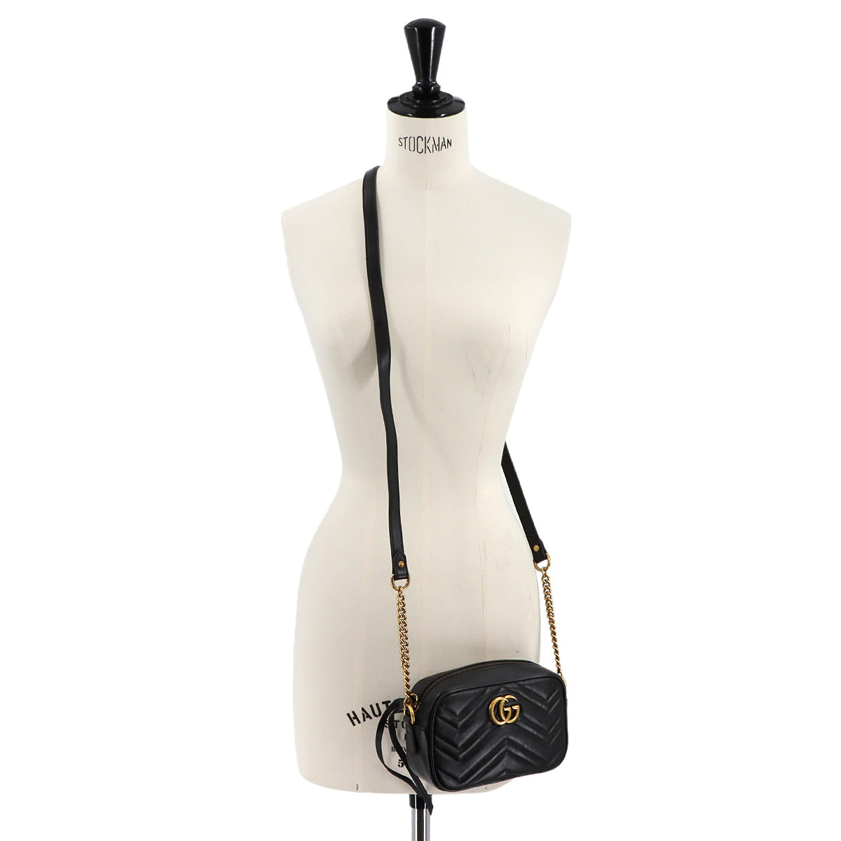 GG Marmont Quilting Mini Chain Shoulder Bag Leather Black 448065