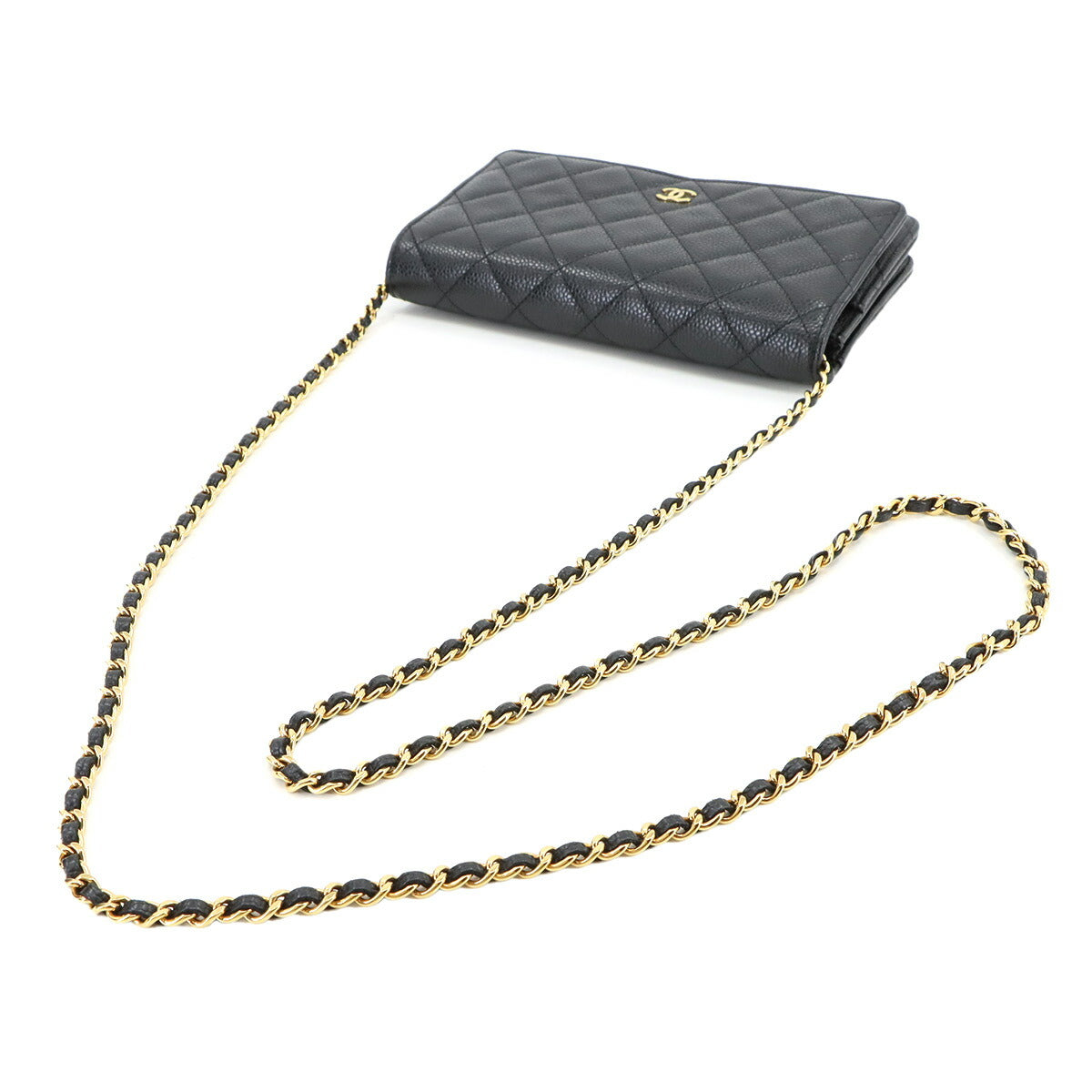 Wallet on Chain WOC Quilted Leather Black AP3516