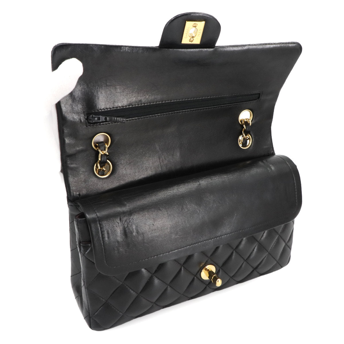 Matelasse 25 Chain Shoulder Bag Leather Black A01112 11.12