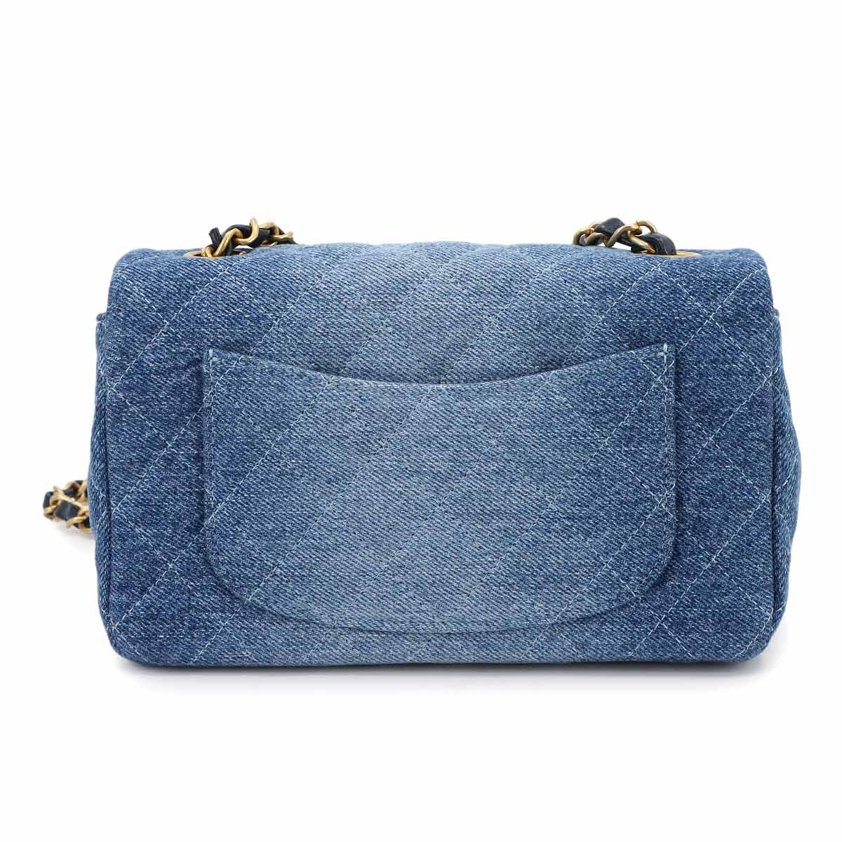Mini Matelasse 20 Chain Shoulder Bag Denim Leather Blue A69900