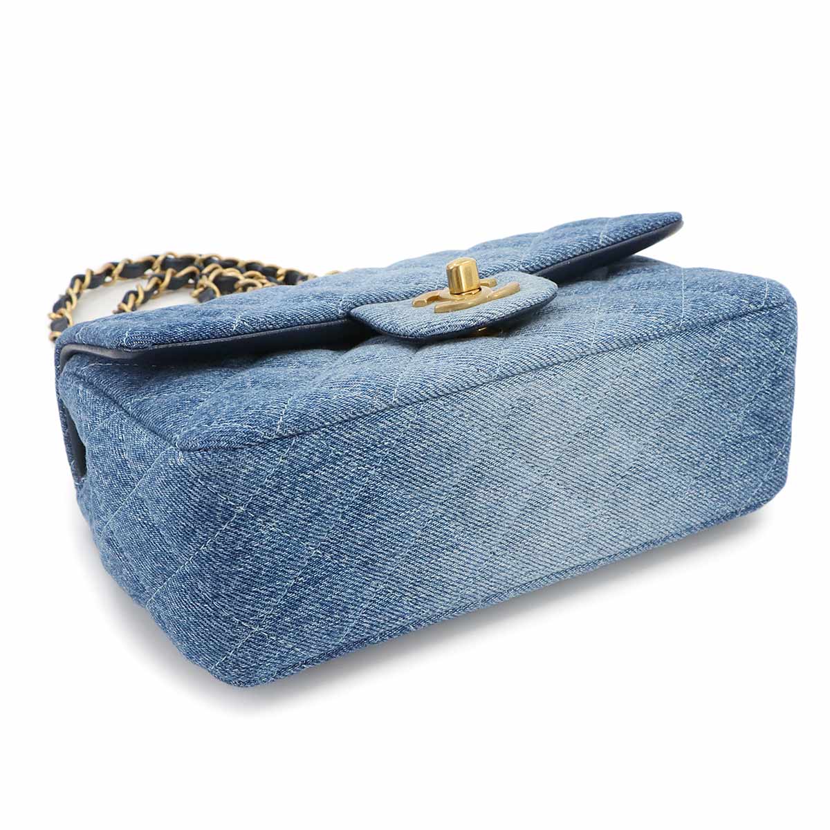 Mini Matelasse 20 Chain Shoulder Bag Denim Leather Blue A69900