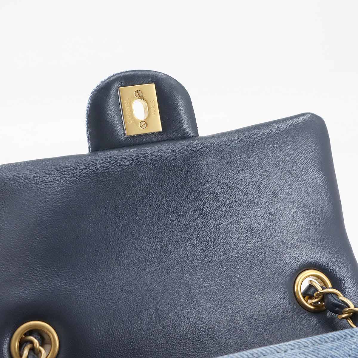 Mini Matelasse 20 Chain Shoulder Bag Denim Leather Blue A69900