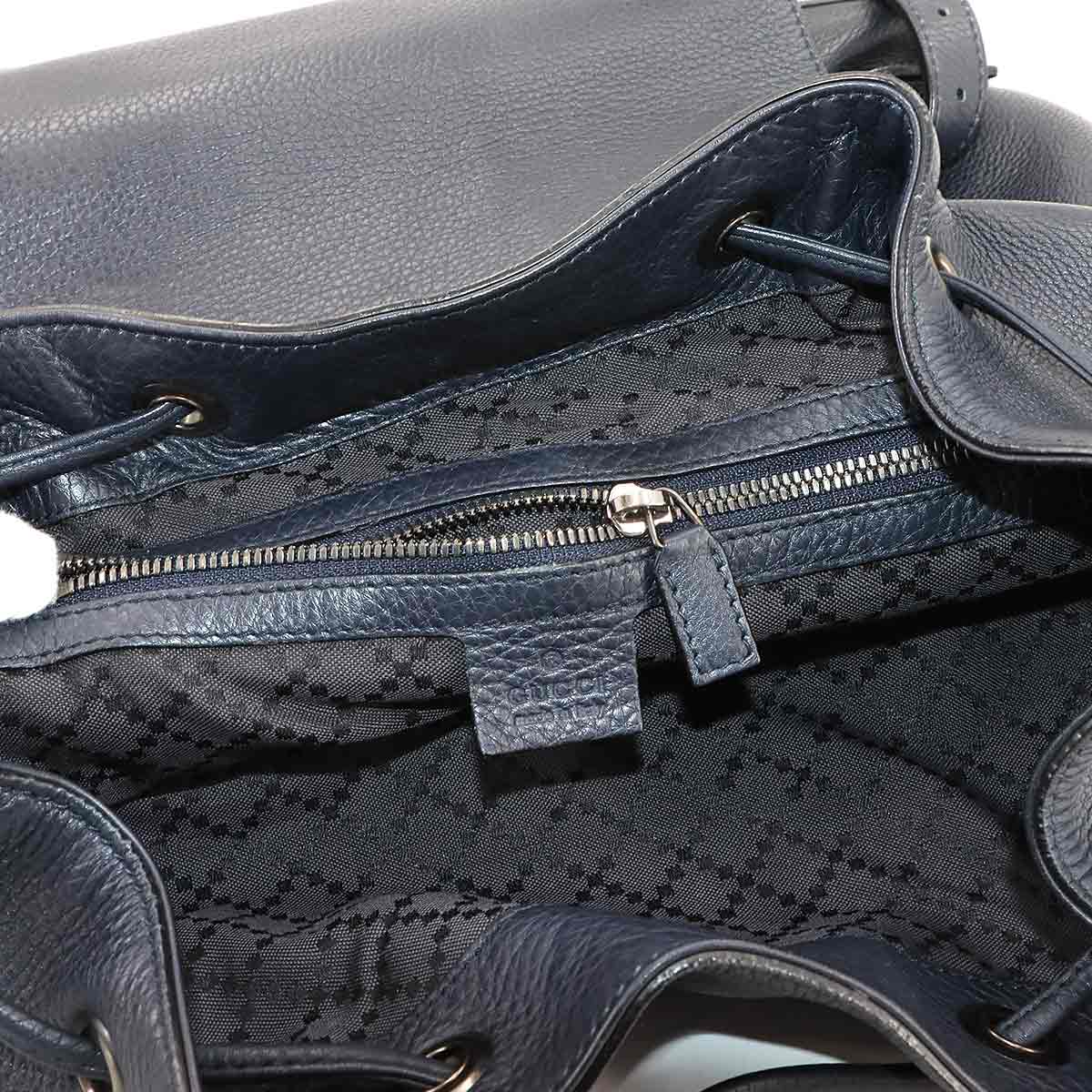 Bamboo Backpack Leather Navy 387097 Purse