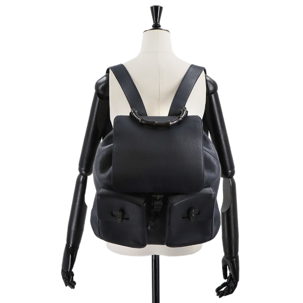 Bamboo Backpack Leather Navy 387097 Purse