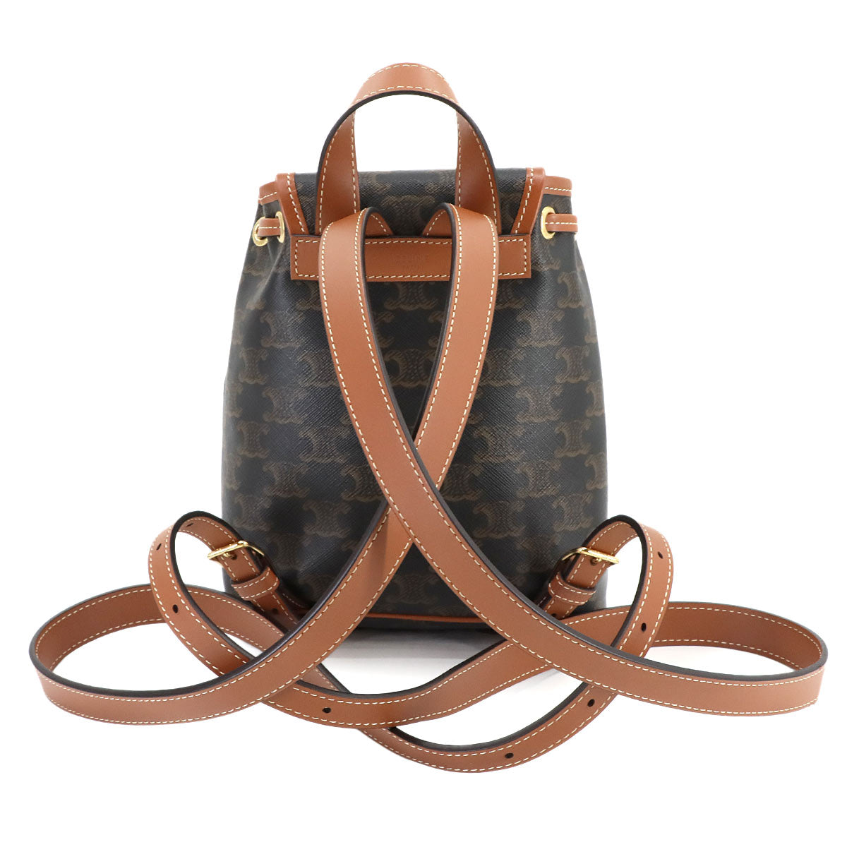 Triomphe Mini Folco Backpack PVC Leather Tan 197662