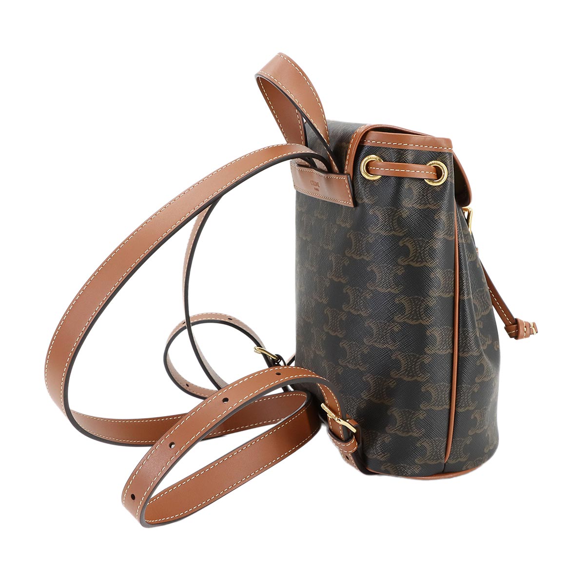 Triomphe Mini Folco Backpack PVC Leather Tan 197662