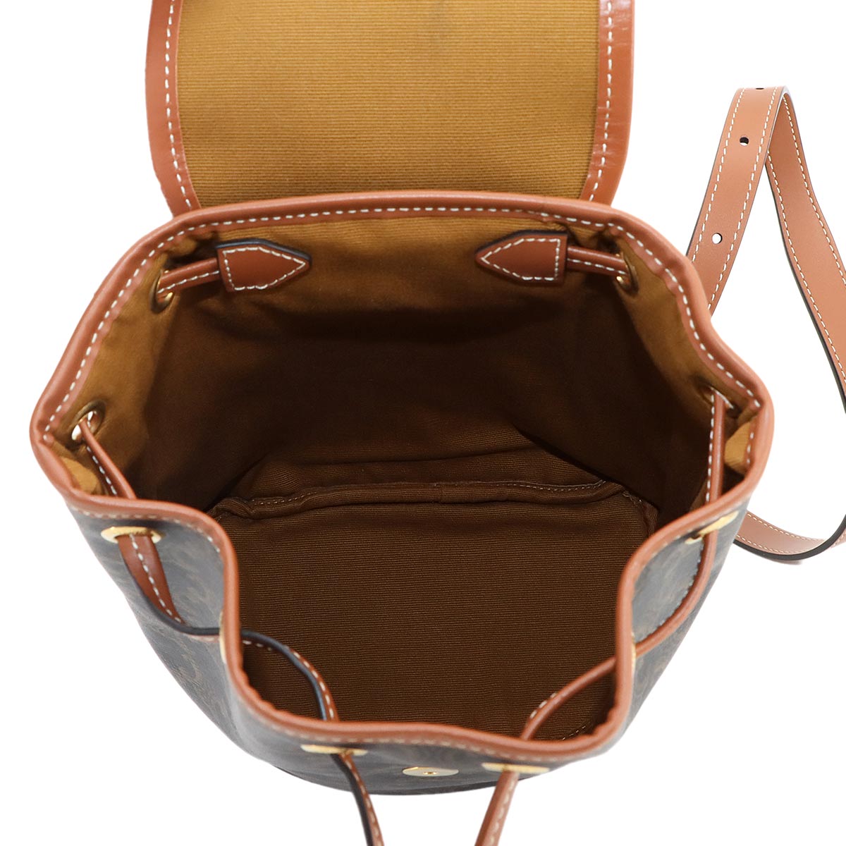 Triomphe Mini Folco Backpack PVC Leather Tan 197662