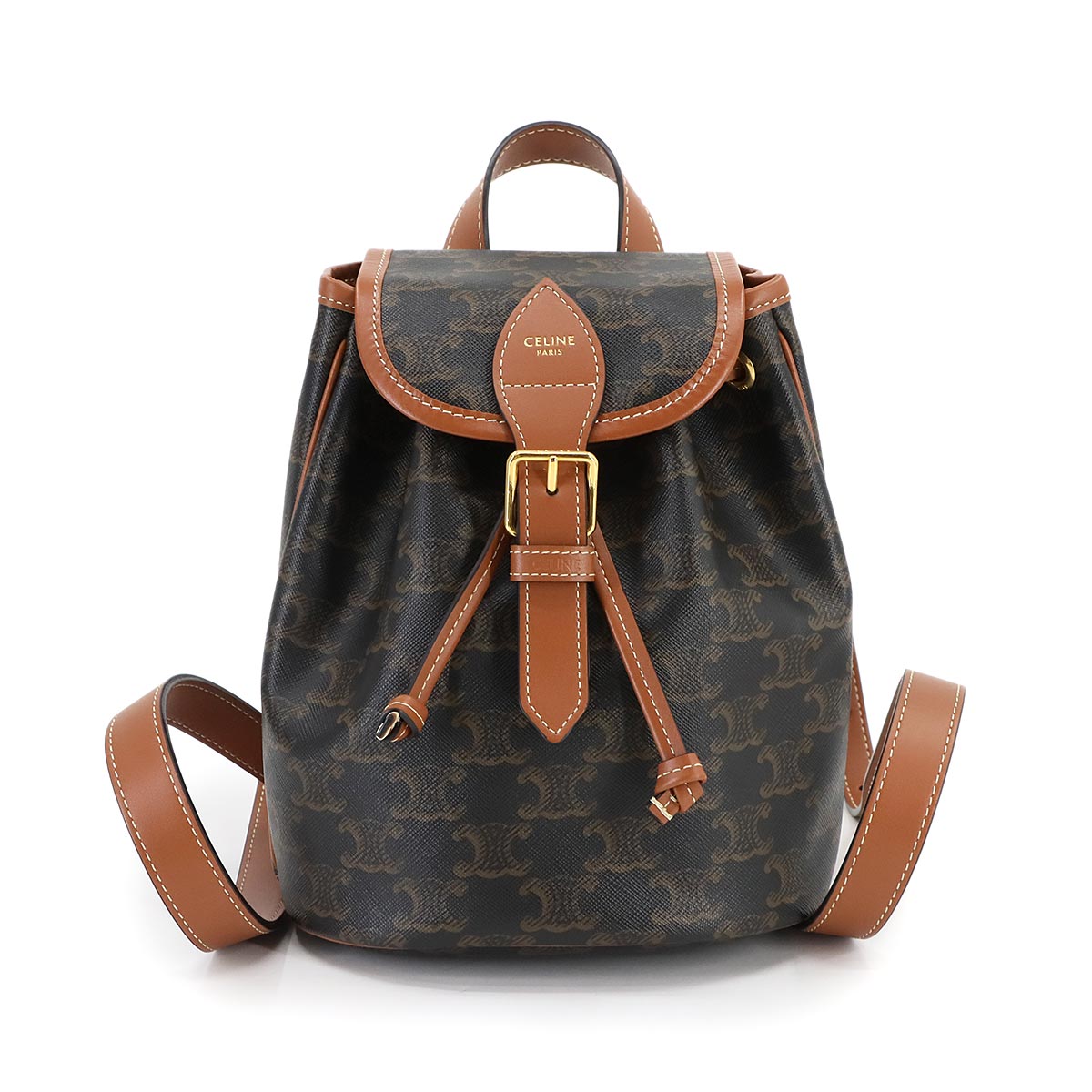 Triomphe Mini Folco Backpack PVC Leather Tan 197662