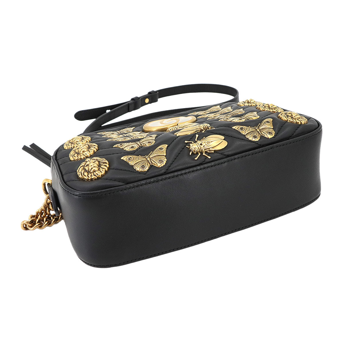 GG Marmont Quilting Small Chain Shoulder Bag Leather Black 447632