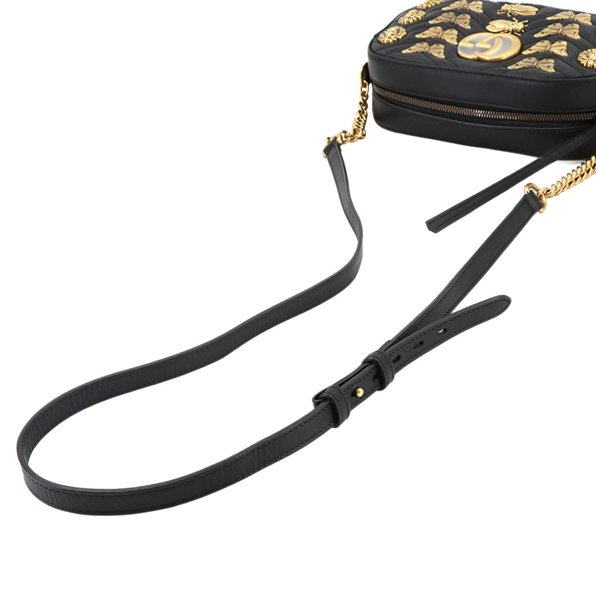 GG Marmont Quilting Small Chain Shoulder Bag Leather Black 447632