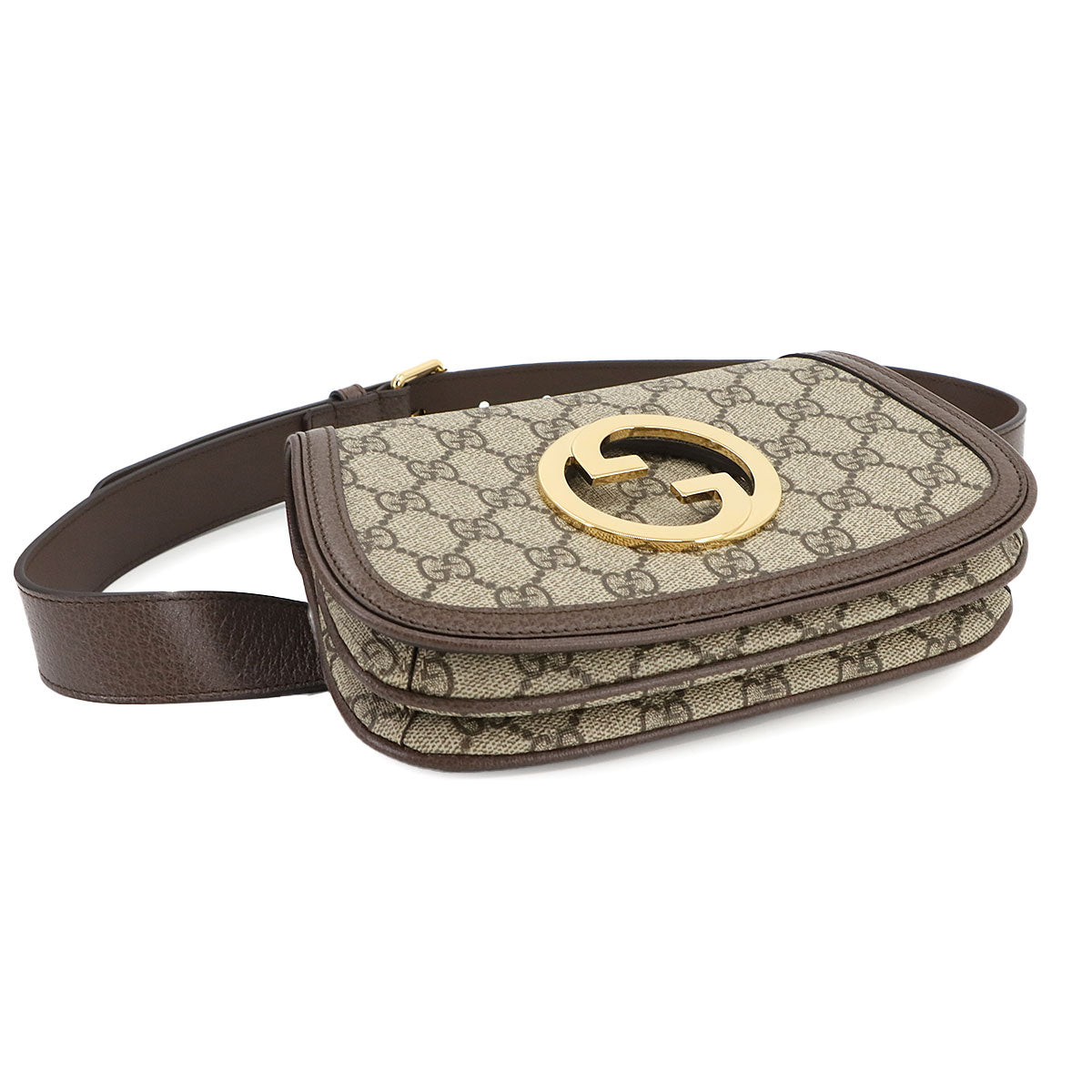 Blondie GG Supreme Belt Bag Leather Beige Brown 703807 Purse