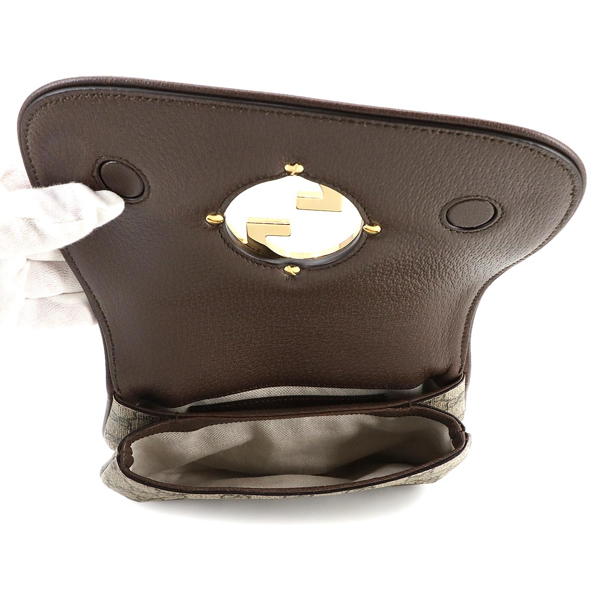 Blondie GG Supreme Belt Bag Leather Beige Brown 703807 Purse