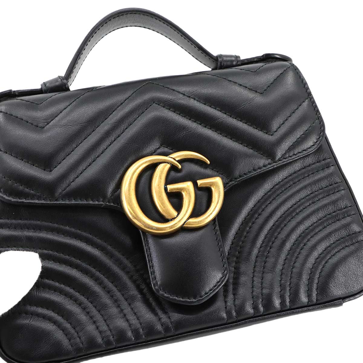GG Marmont Mini Top Handle Bag Hand Shoulder Bag Black 547290