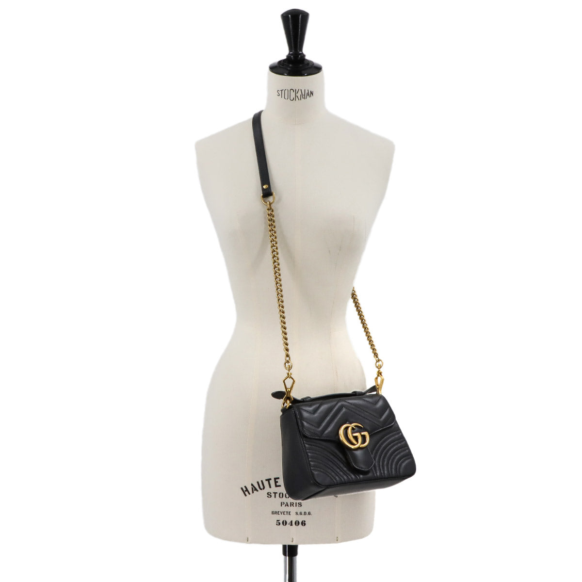 GG Marmont Mini Top Handle Bag Hand Shoulder Bag Black 547290