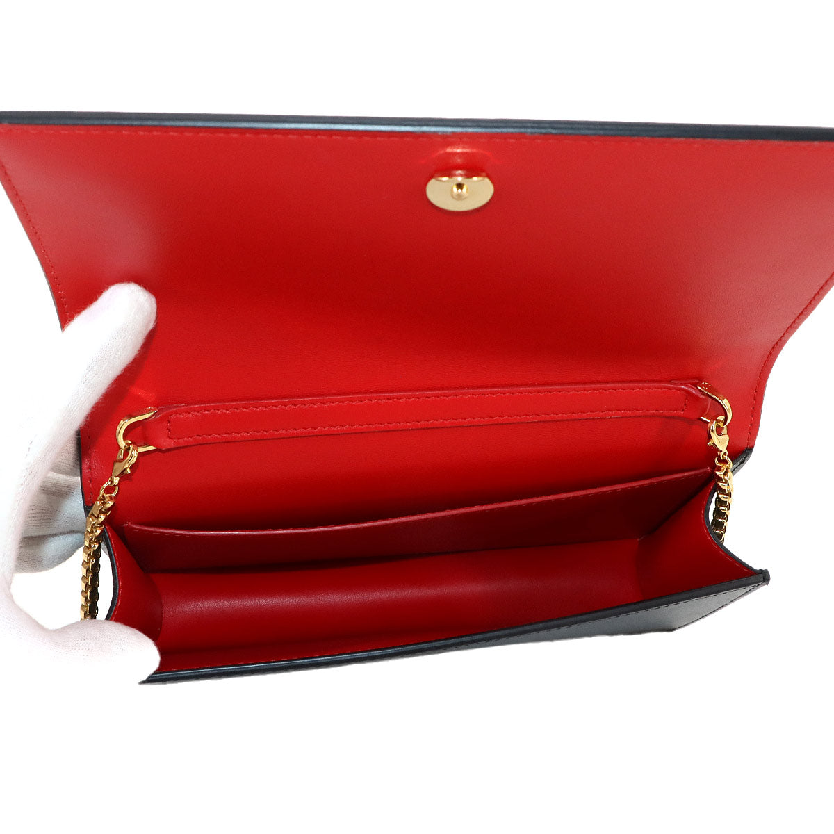 Gancini Chain Shoulder Bag Leather Black 90298031