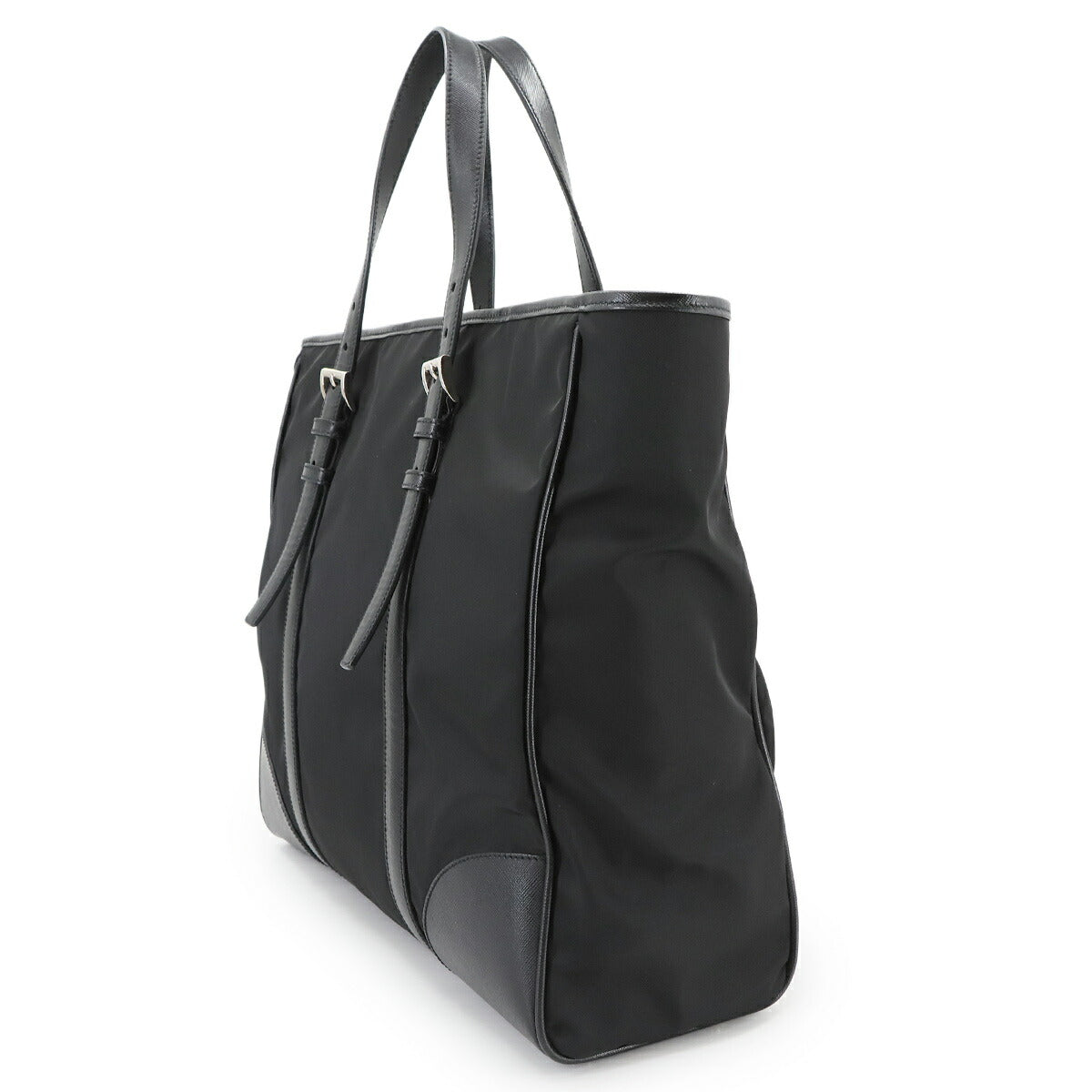 Tote Bag Nylon Saffiano Leather Nero Black VA0663 Purse