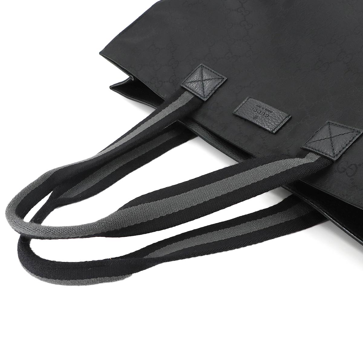 Tote Bag GG Nylon Leather Black 449176 Purse