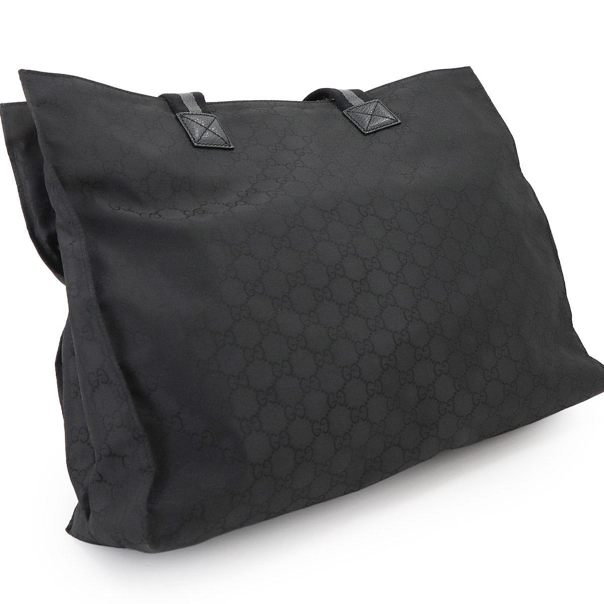 Tote Bag GG Nylon Leather Black 449176 Purse