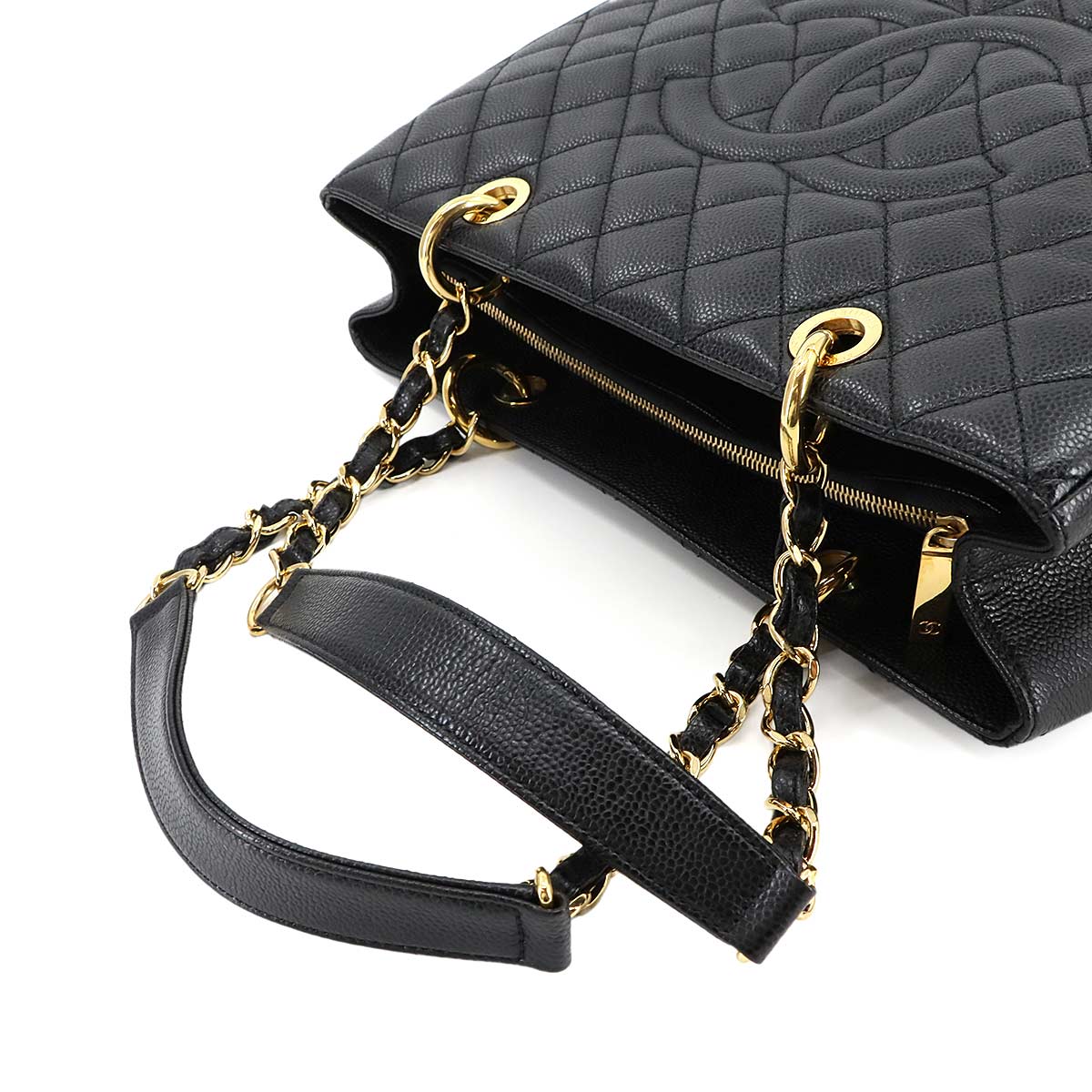 Grand Shopping Tote Bag GST Leather Black GST A50995