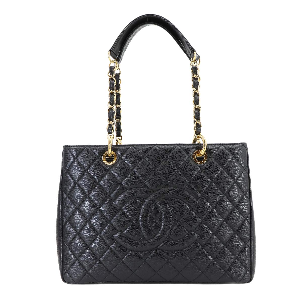 Grand Shopping Tote Bag GST Leather Black GST A50995