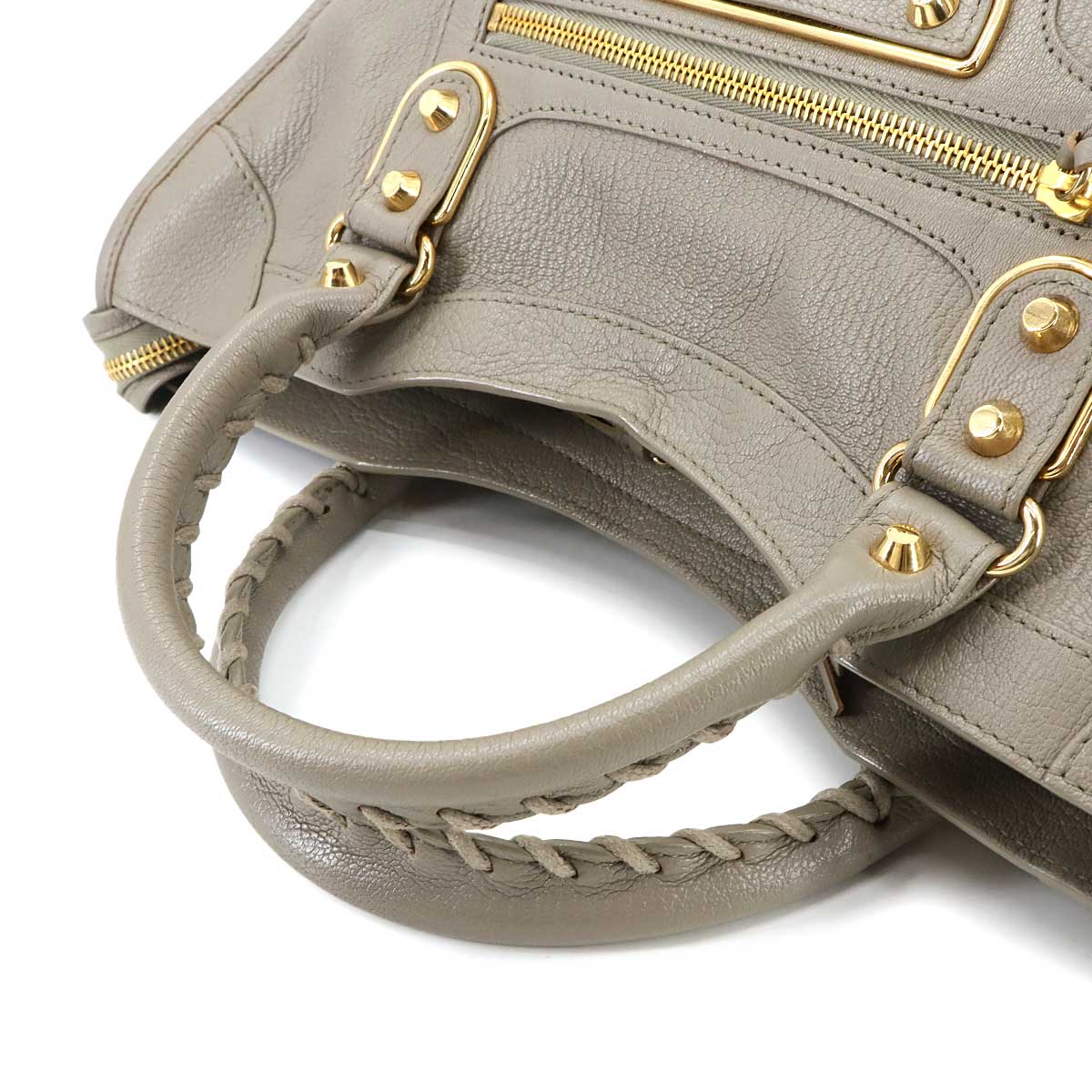 Classic Metallic Edge City Hand Shoulder Bag Gray 390154