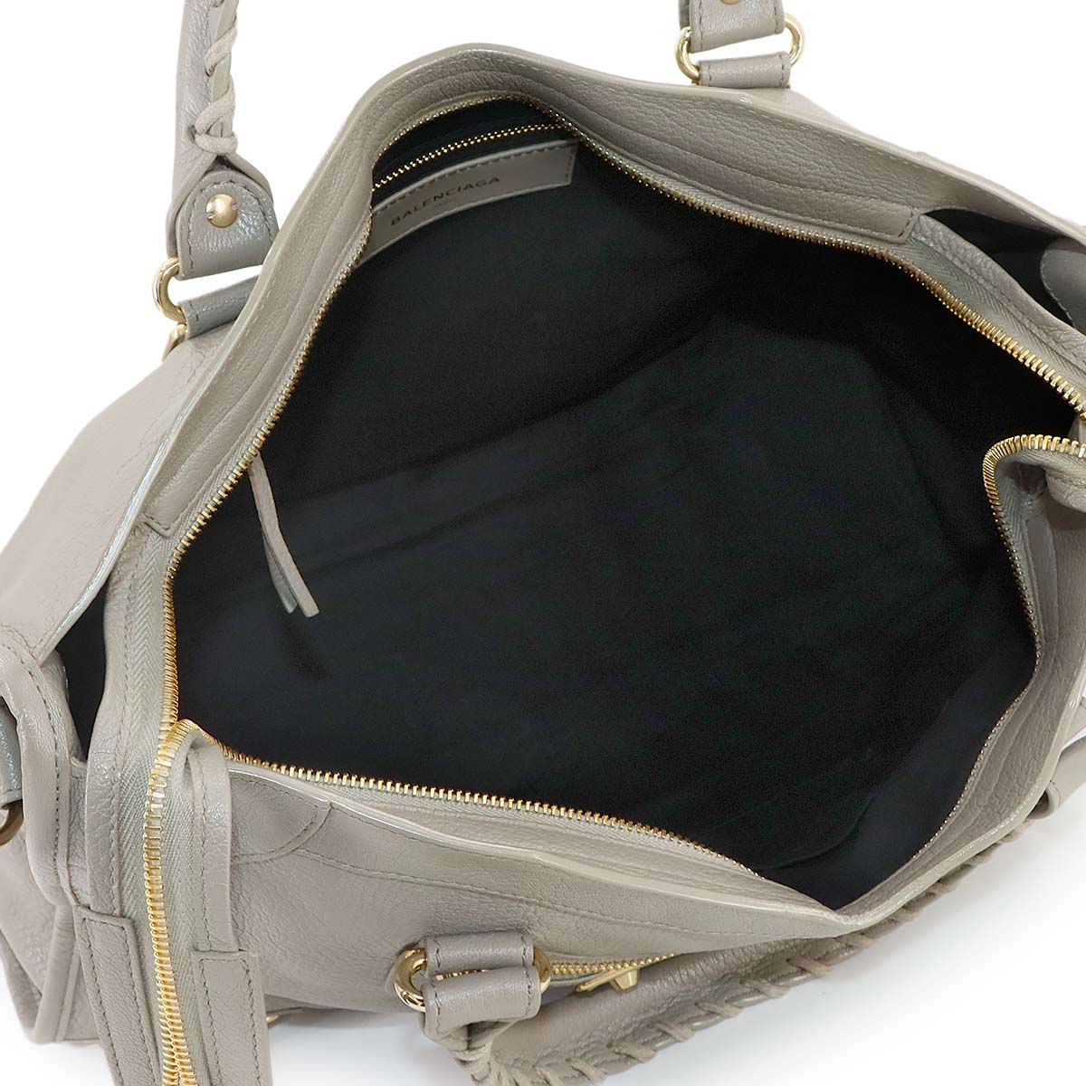 Classic Metallic Edge City Hand Shoulder Bag Gray 390154