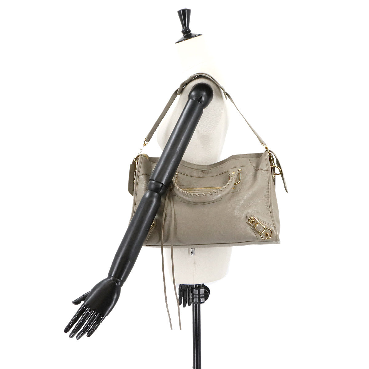 Classic Metallic Edge City Hand Shoulder Bag Gray 390154