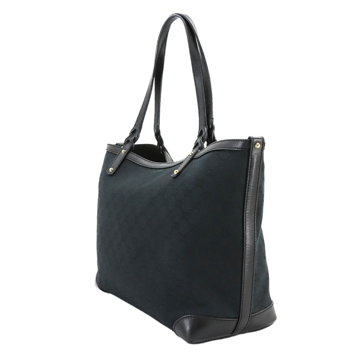 GG Canvas Tote Bag Leather Black 247209 Purse