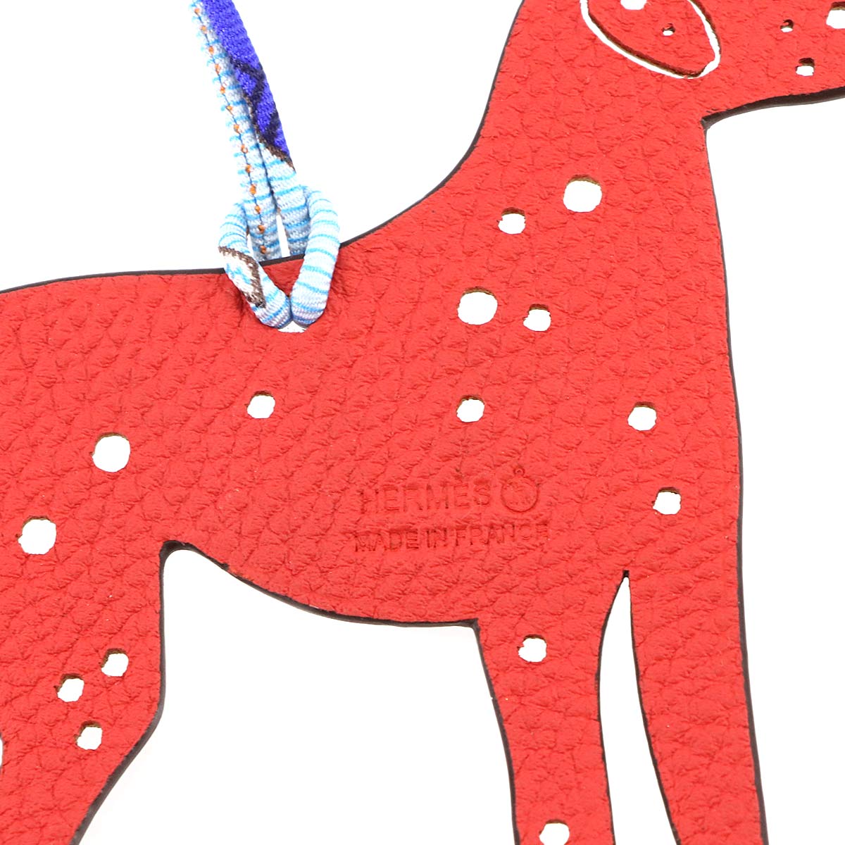 Petit H dalmatian Bag Charm Epsom Togo Gold Red