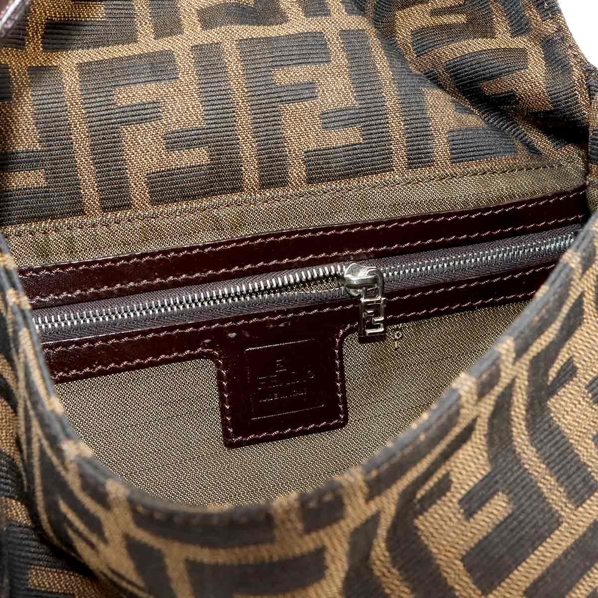 Zucca Mamma Baguette Shoulder Bag Canvas Leather Brown 26424