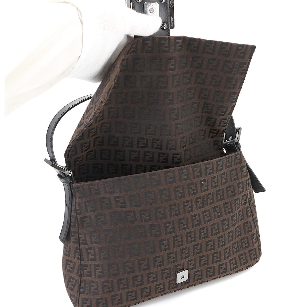 Zucchino Mamma Baguette Shoulder Bag Canvas Brown Black 8BR001