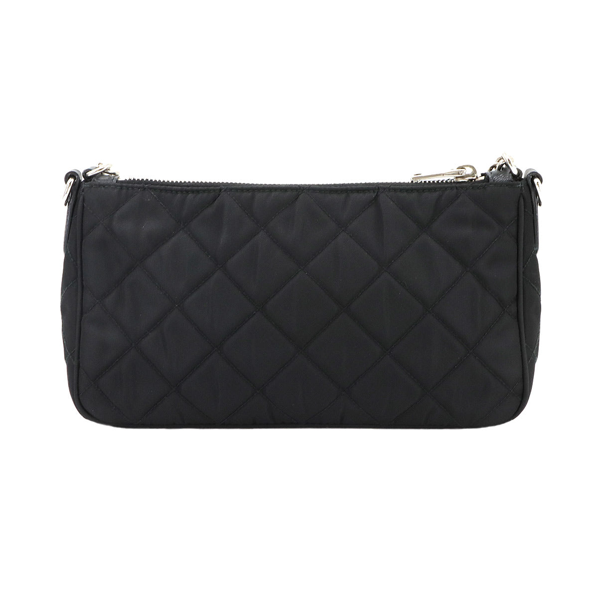 2way Chain Hand Shoulder Bag Nylon Leather Black 1BH026