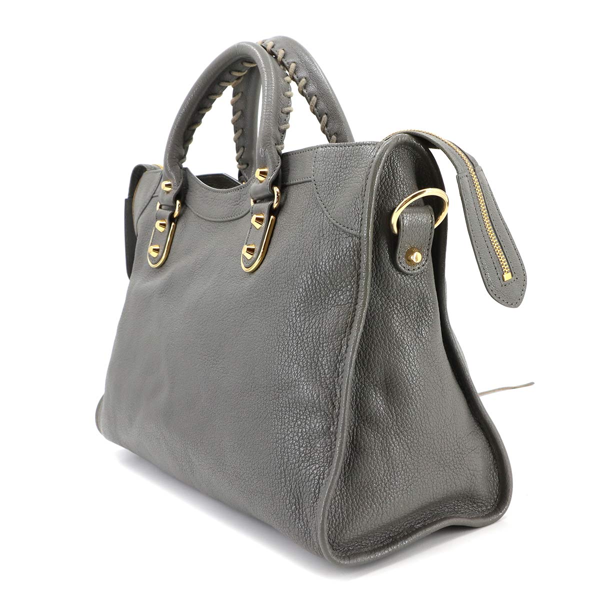 Classic Metallic Edge City Hand Shoulder Bag Gray 390154