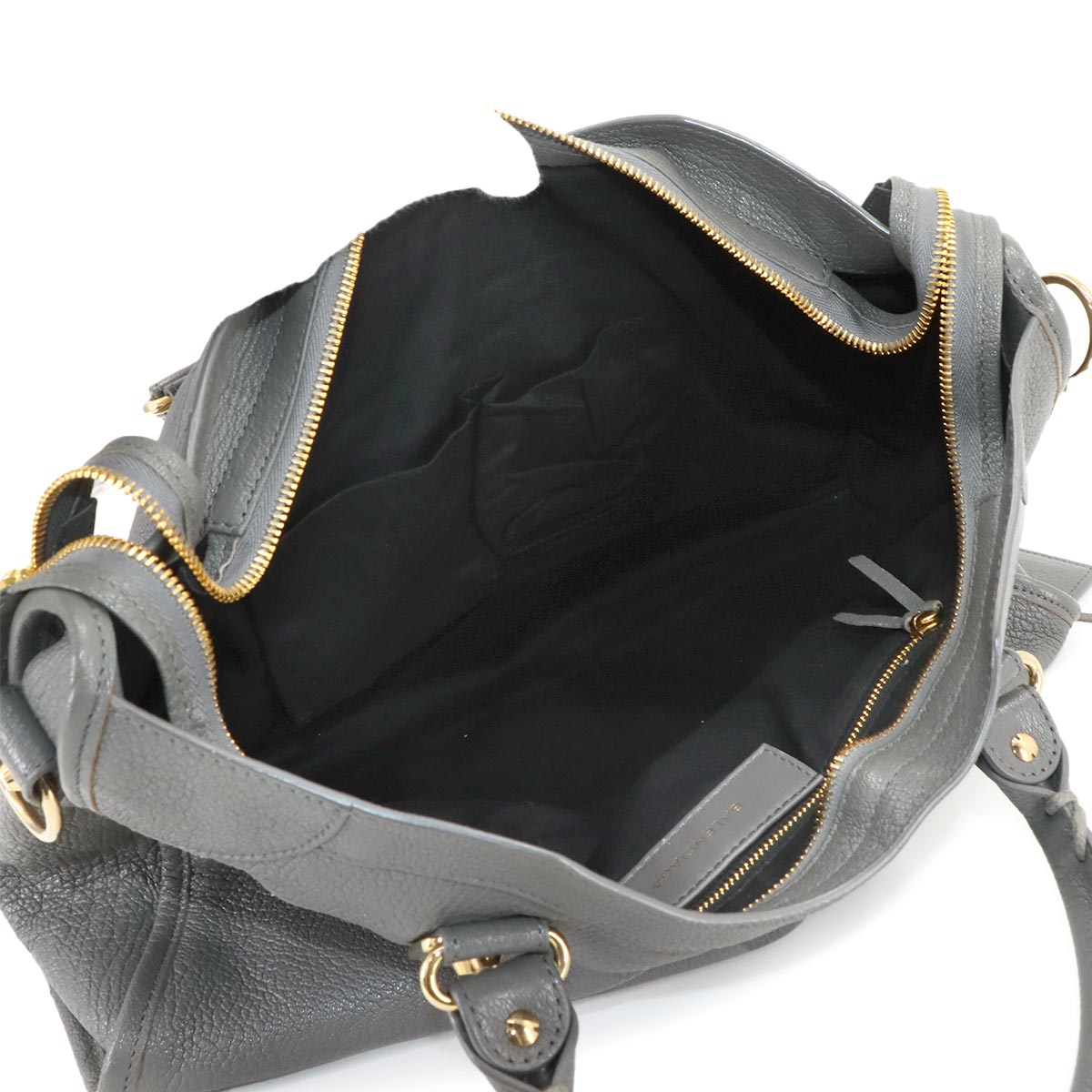 Classic Metallic Edge City Hand Shoulder Bag Gray 390154