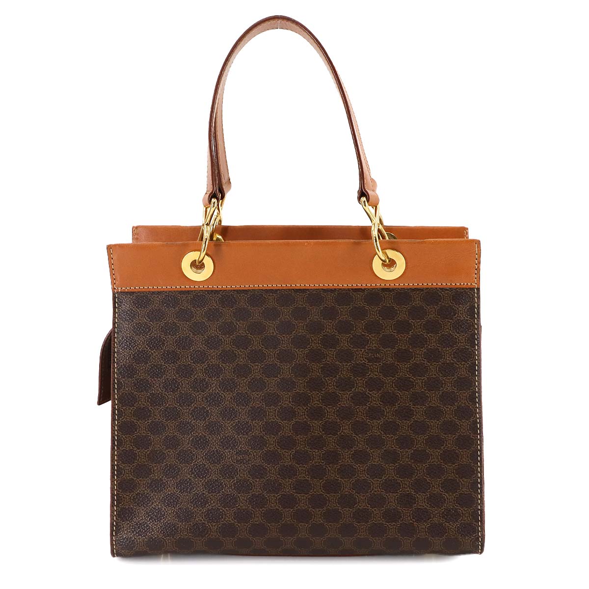 Macadam Hand Bag PVC Leather Brown Vintage Purse