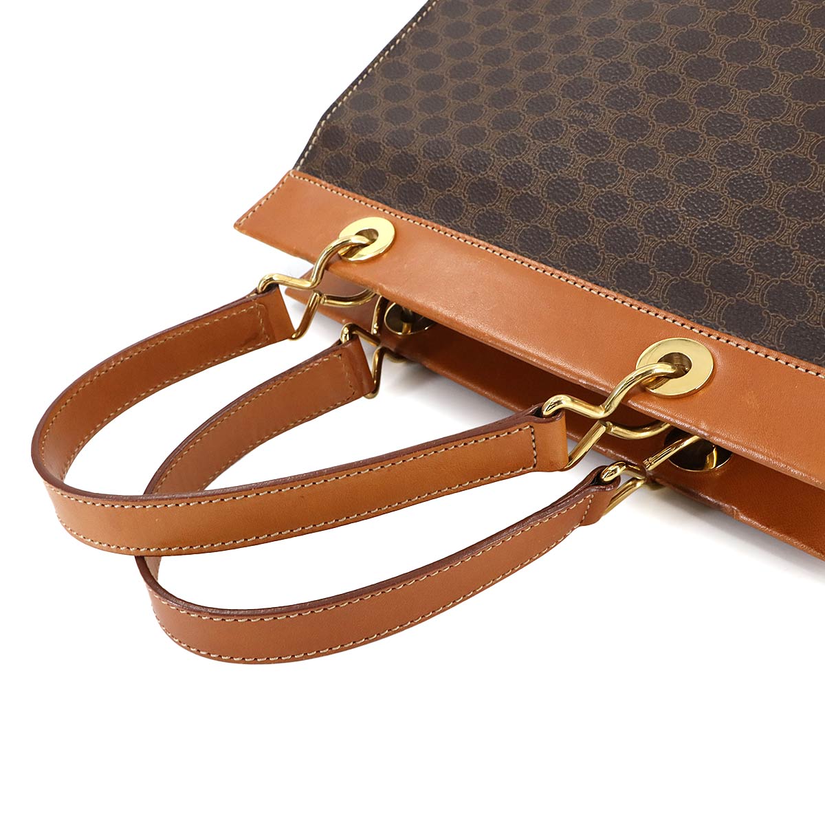 Macadam Hand Bag PVC Leather Brown Vintage Purse