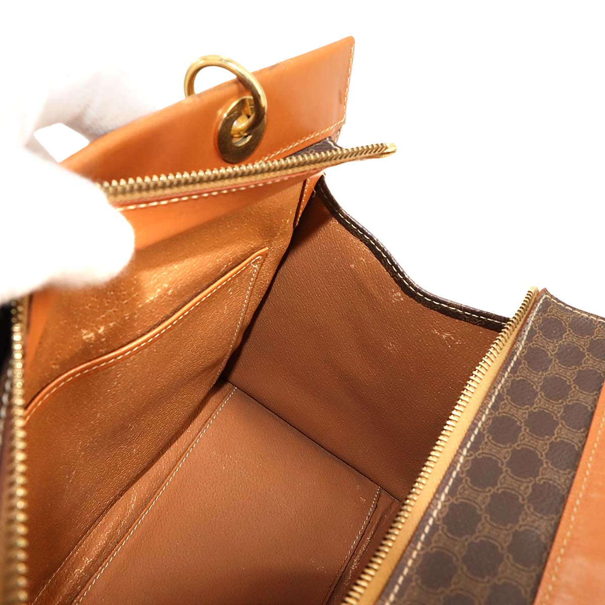 Macadam Hand Bag PVC Leather Brown Vintage Purse