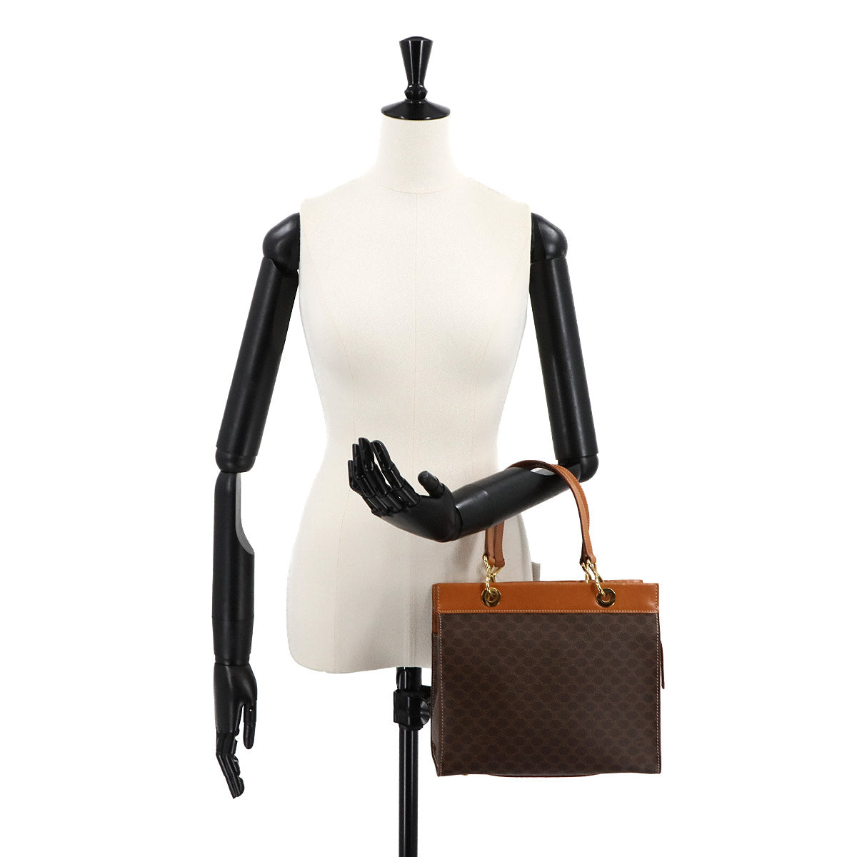 Macadam Hand Bag PVC Leather Brown Vintage Purse