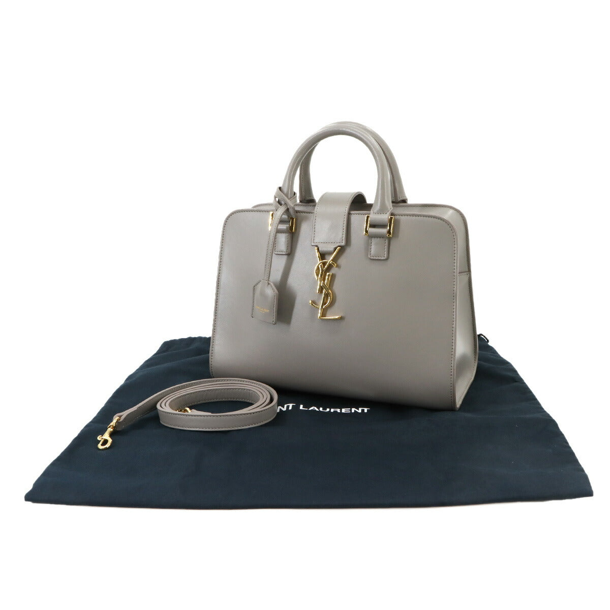 Baby Cabas Hand Shoulder Bag Leather Gray 472466