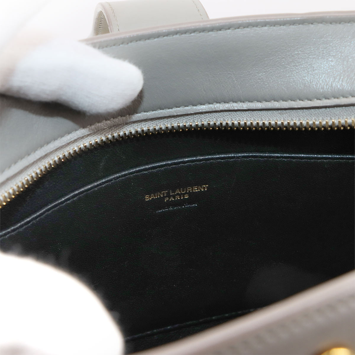 Baby Cabas Hand Shoulder Bag Leather Gray 472466