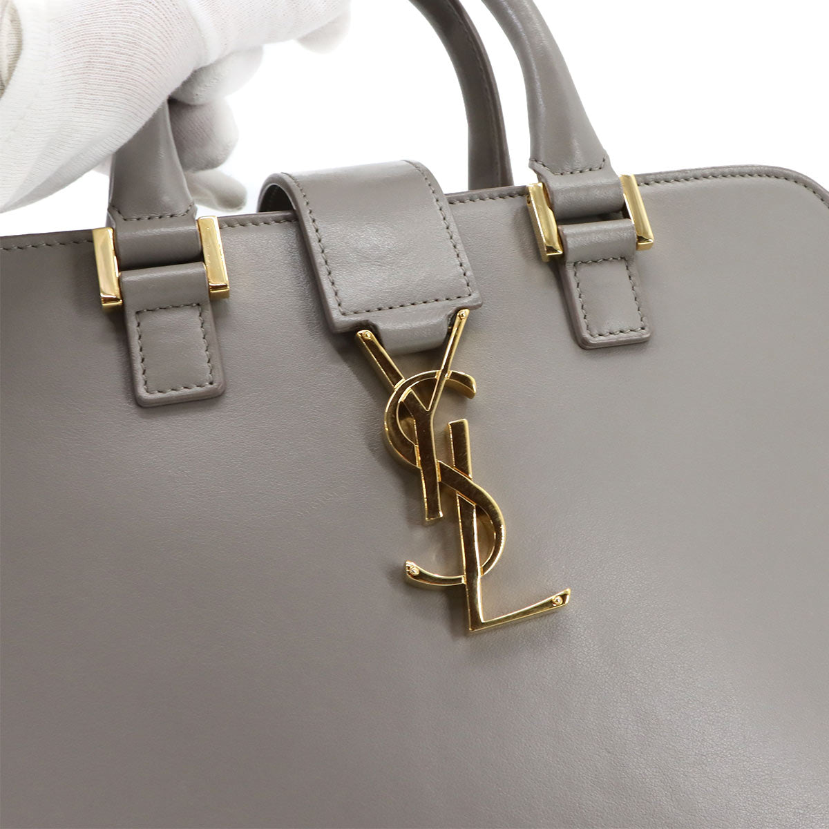 Baby Cabas Hand Shoulder Bag Leather Gray 472466