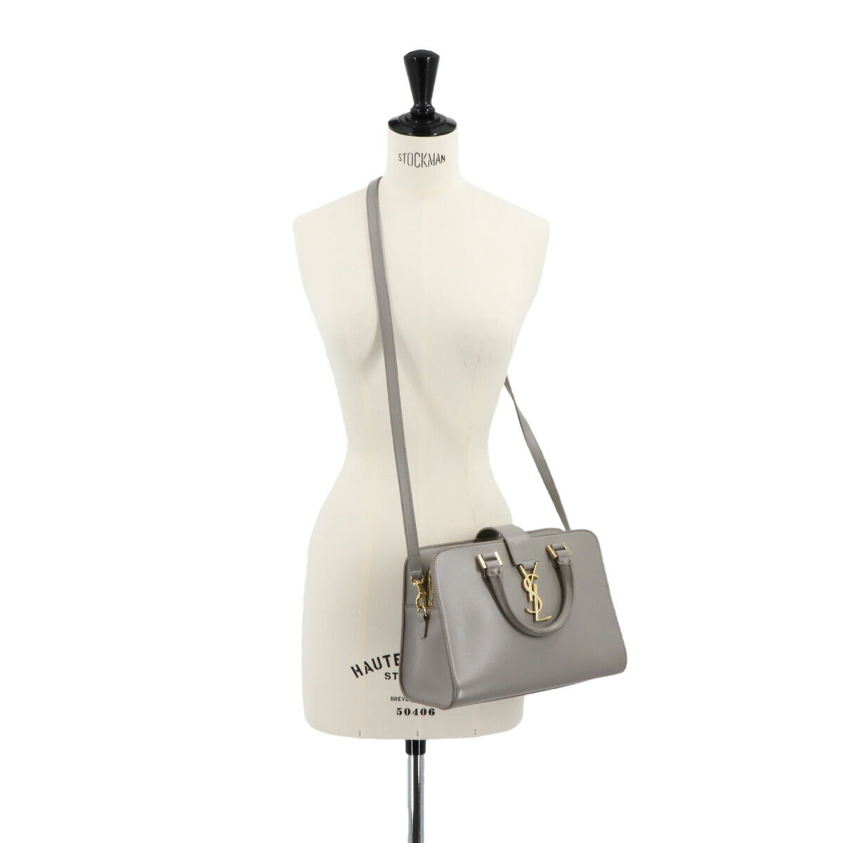 Baby Cabas Hand Shoulder Bag Leather Gray 472466