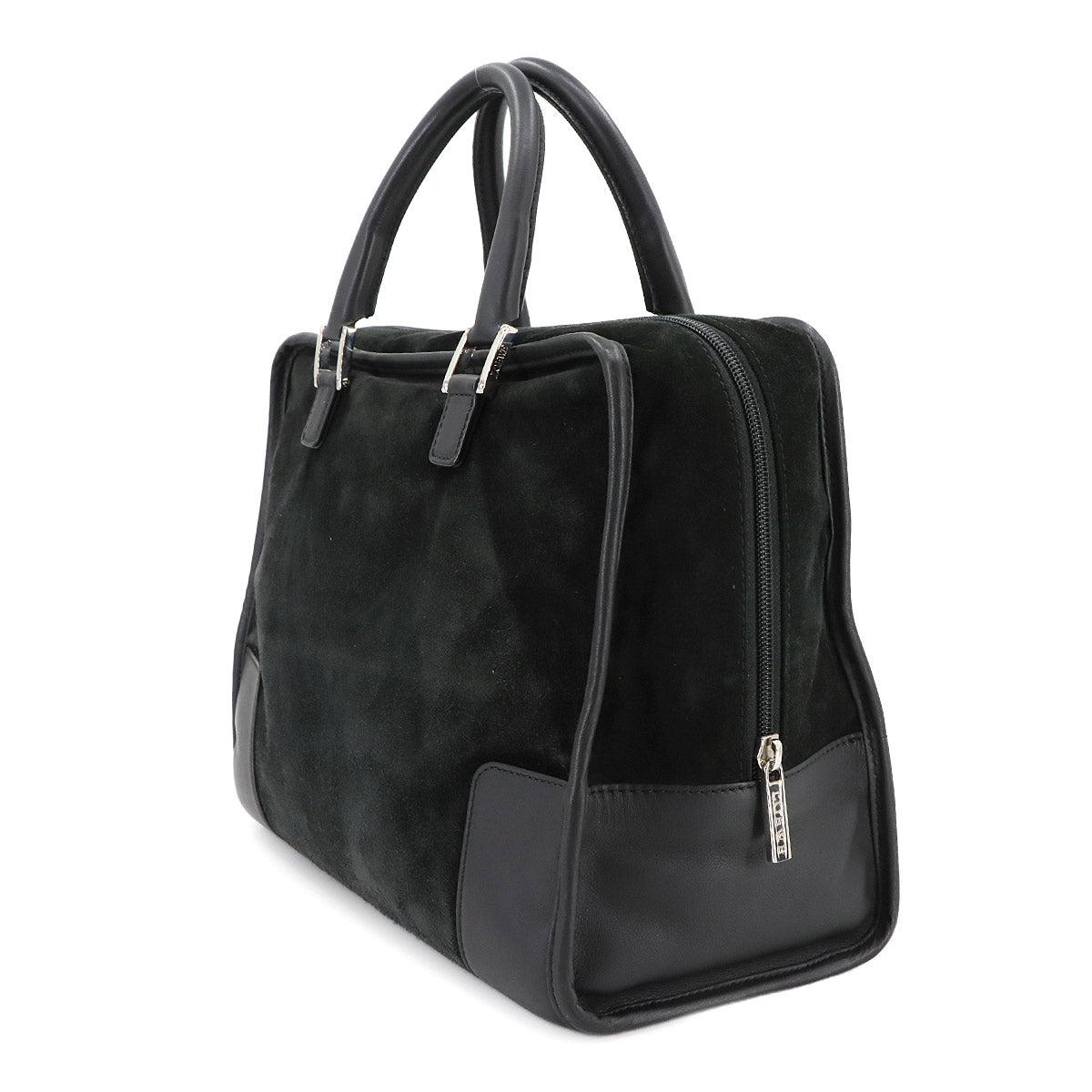 Amazona 32 Hand Bag Suede Leather Black Purse