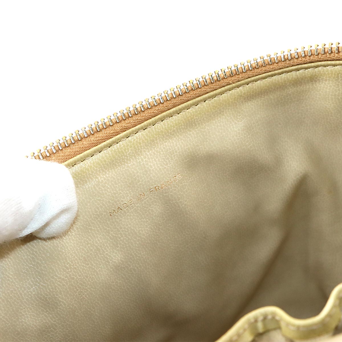 Vanity Hand Bag Leather Beige A01998 Vintage Purse