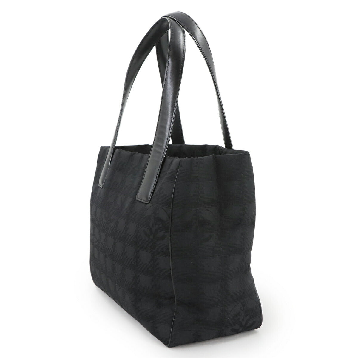 CHANEL New Travel Line Tote PM Bag Nylon Jacquard Leather Black A20457