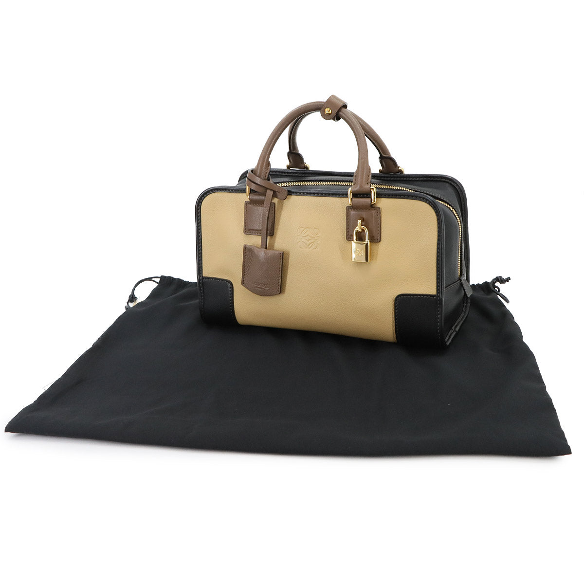 Amazona 28 Hand Bag Leather Beige Brown Black 352.69.LA03