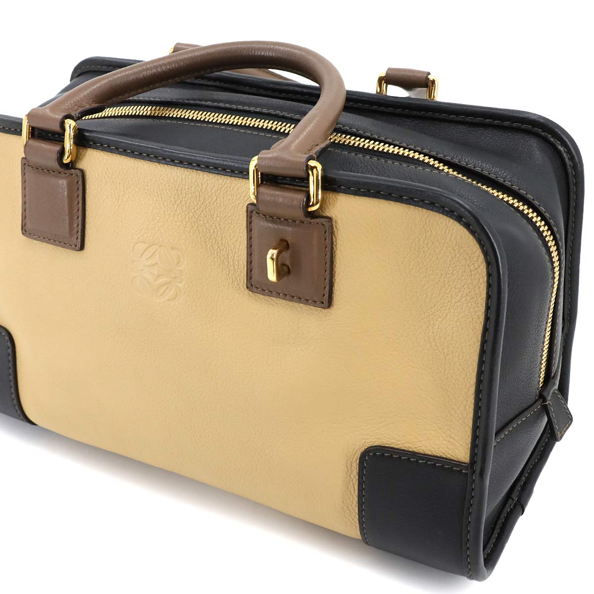 Amazona 28 Hand Bag Leather Beige Brown Black 352.69.LA03