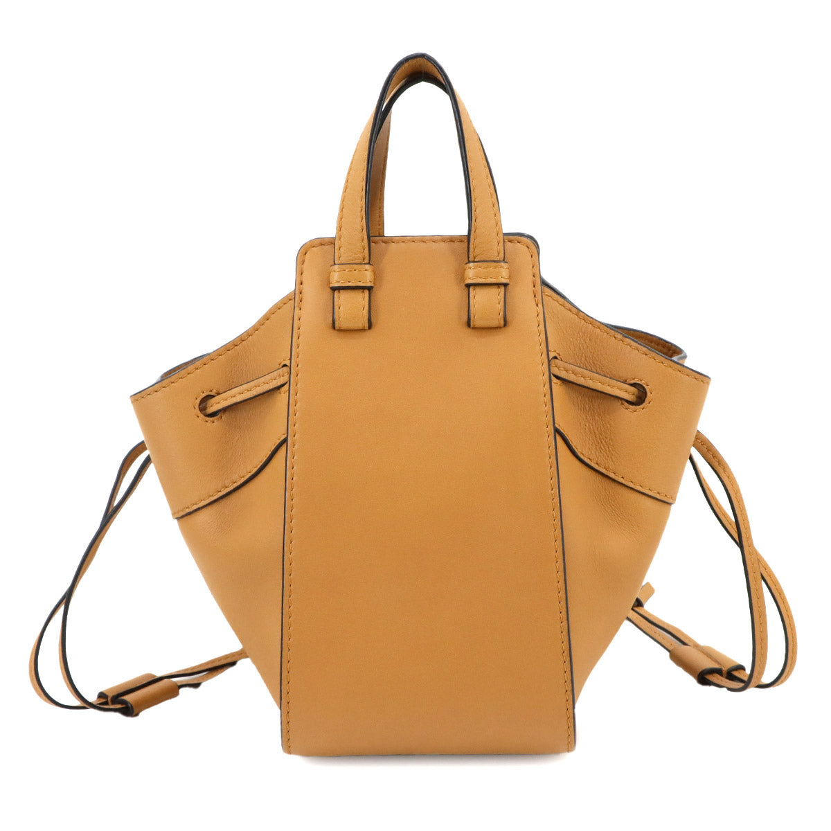 Hammock Drawstring Mini Hand Shoulder Bag Leather Light Brown